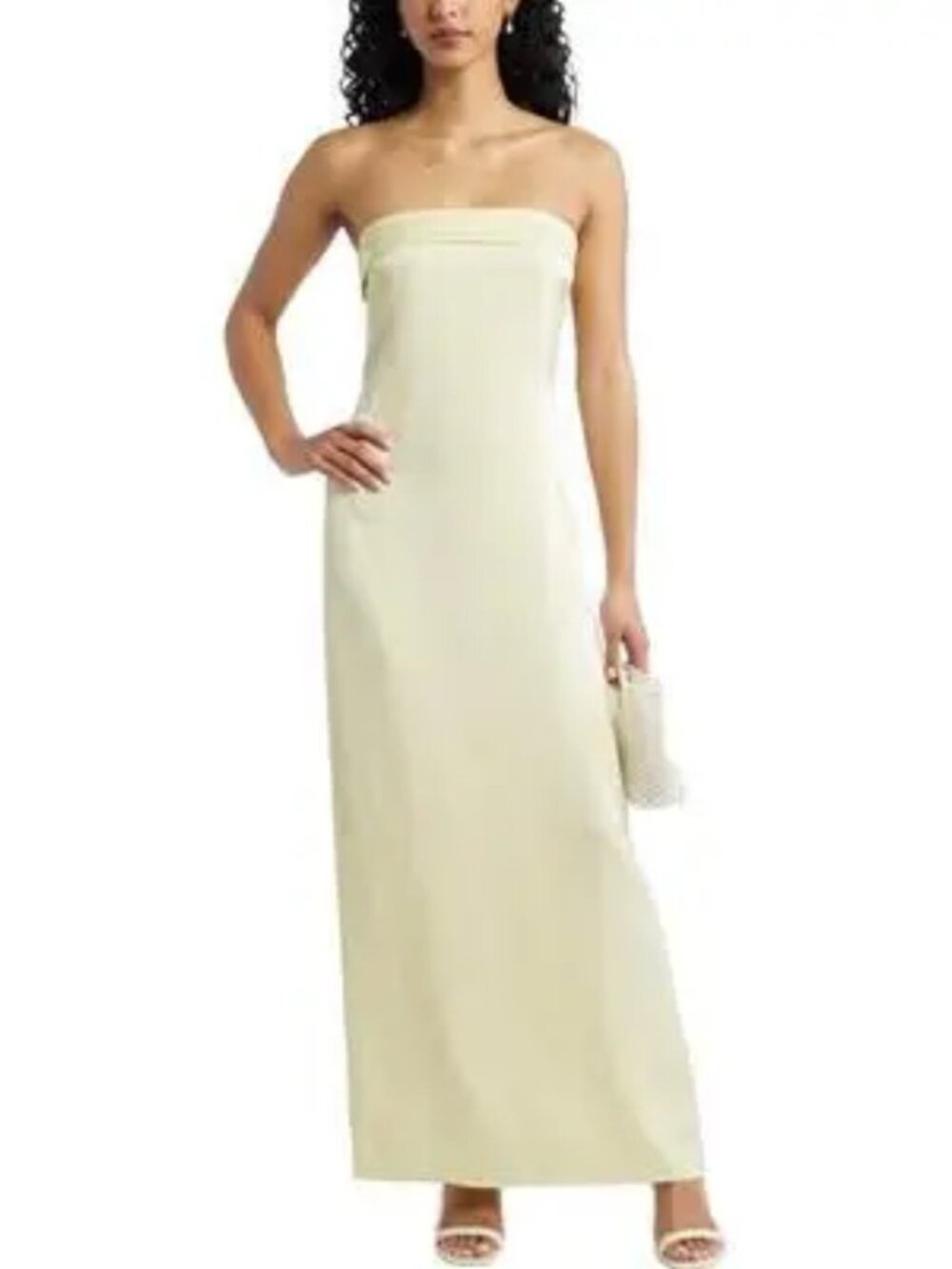 BP Yellow Strapless Maxi Gown Wedding Bridesmaid Party Holiday Classy Sz S NWOT